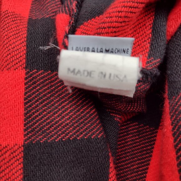 Vintage Girbaud Flannel Shacket Red Black Buffalo Plaid Zip USA Made Men M - Picture 9 of 9